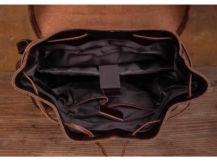 Vintage Horse Genuine Leather Backpack for Men, Large Capacity Travel Daypack, Fits 15-inch Laptop @ ghoddosh.com
