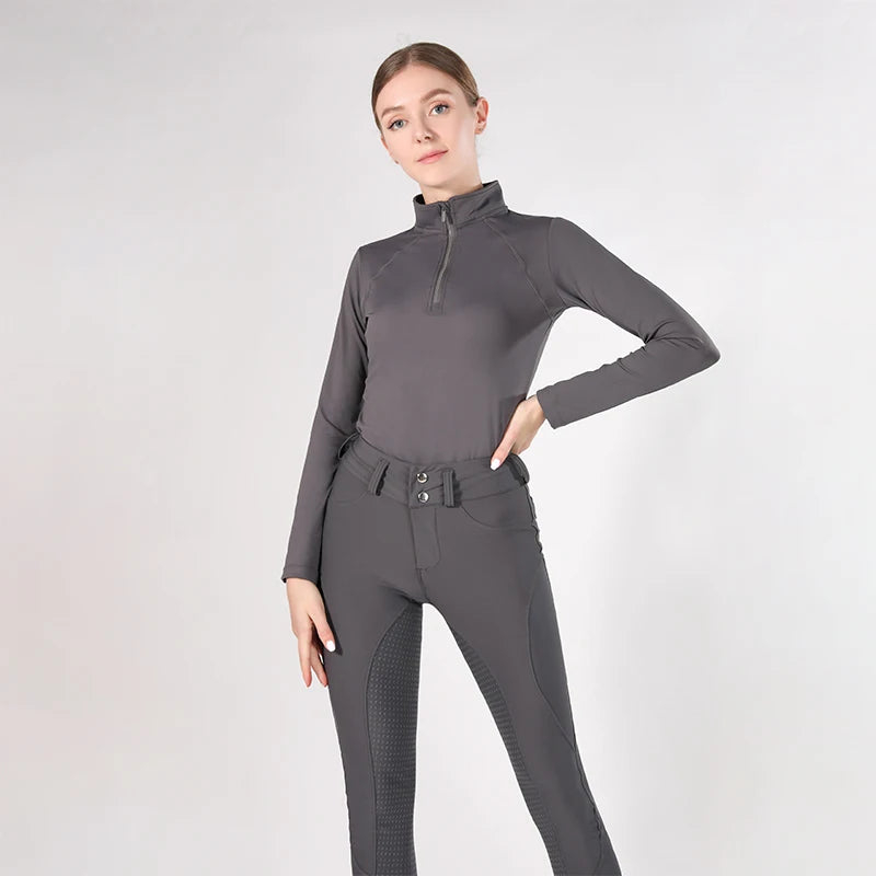 Western Zipper Horseback , Long Sleeve  Equestrian Tops