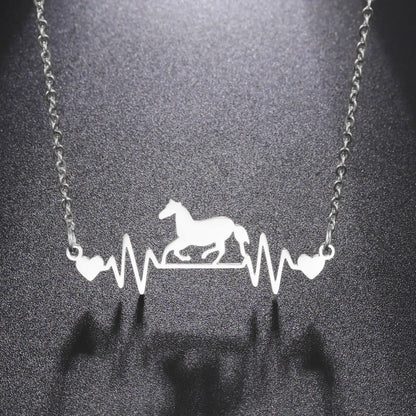 Geometric Stainless Steel  Horse Lifeline Pendant @ ghoddosh.com