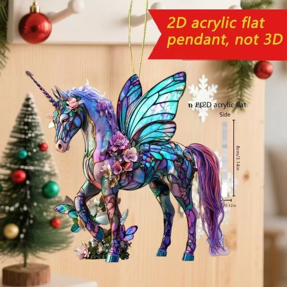2D Acrylic Horse Christmas Pendant / Magical Horse  Tree Ornament @ghoddosh.com