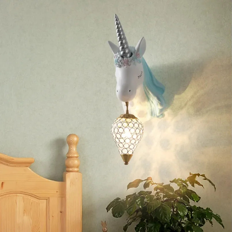Modern Unicorn Wall Mounted Light – Creative Children's Bedroom Décor & Bedside Reading Sconce @ ghoddosh.com