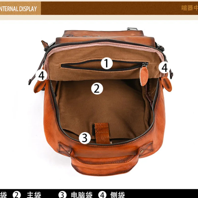 2025 New Handmade Backpack Genuine Leather Cowhide Backpack . Ghoddosh 