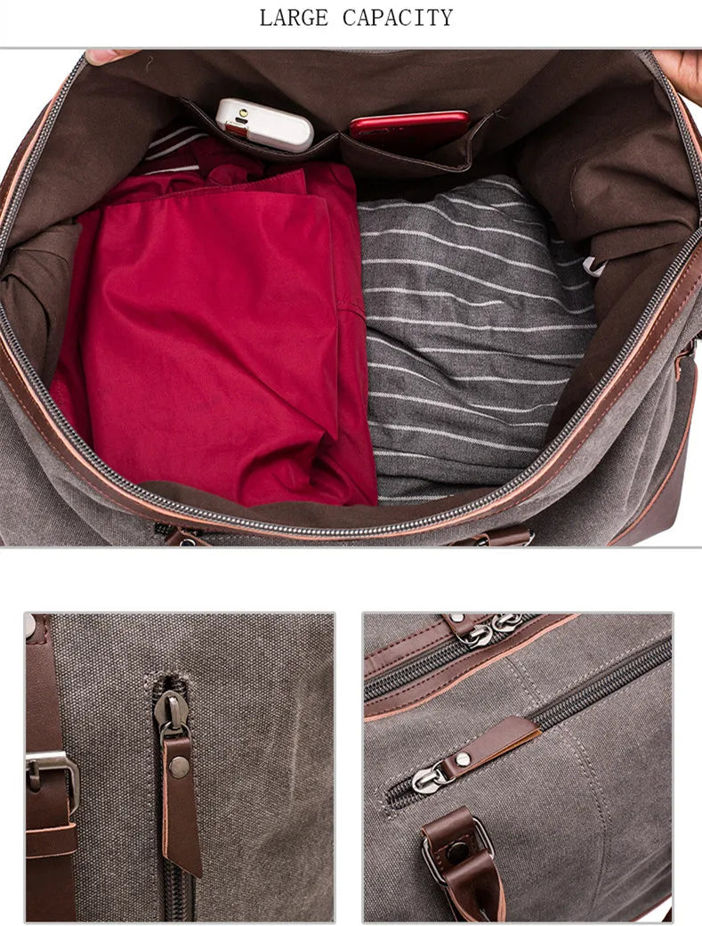 Men PU Leather Outdoor Luggage  Bag Large Capacity Shoulder Equestrian bag . Ghoddosh