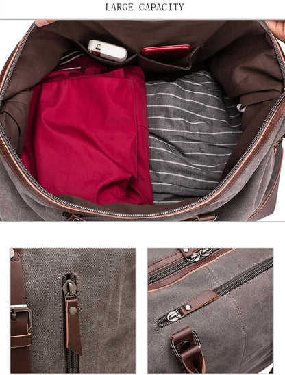 Men PU Leather Outdoor Luggage  Bag Large Capacity Shoulder Equestrian bag . Ghoddosh