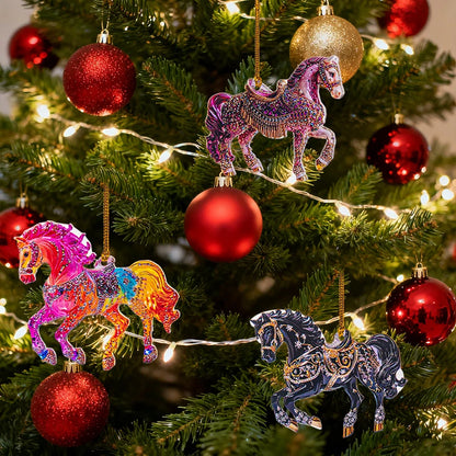 2D Acrylic Horse  Hanging Christmas Tree Ornaments - Ghoddosh.com