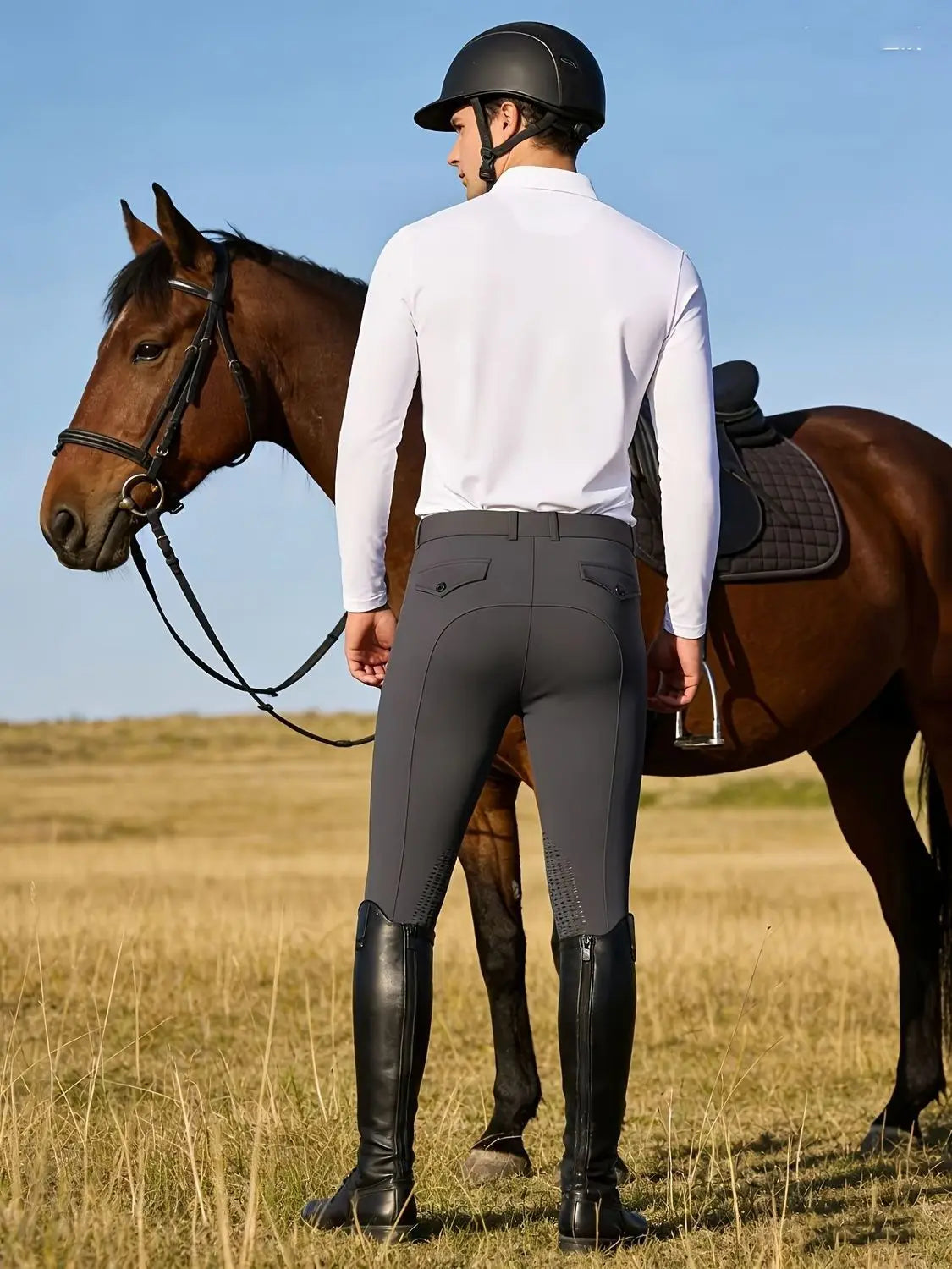 Men’s Silicone Knee Patch Riding Breeches – Breathable, Quick-Dry Equestrian Pants @ ghoddosh.com