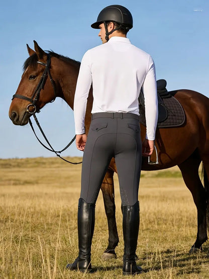 Men’s Silicone Knee Patch Riding Breeches – Breathable, Quick-Dry Equestrian Pants @ ghoddosh.com