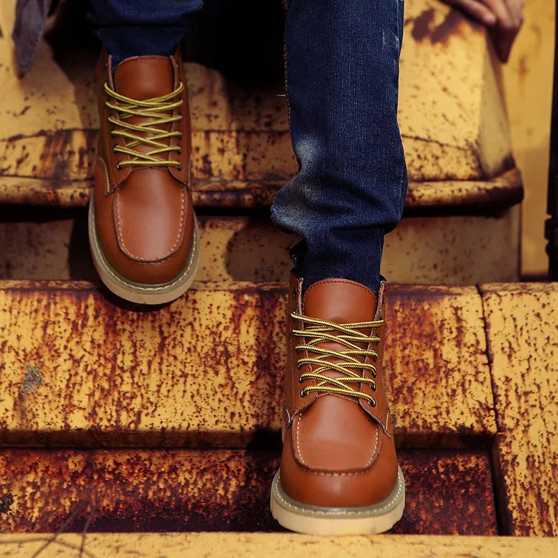 Genuine Leather Men Desert Boots , Men  High Quality Soft Sole  Lace Up Boots - ghoddosh.com