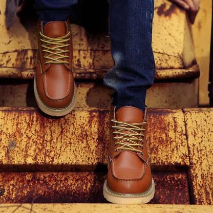Genuine Leather Men Desert Boots , Men  High Quality Soft Sole  Lace Up Boots - ghoddosh.com