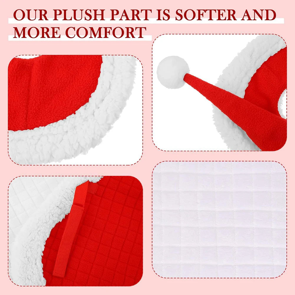 6Pcs Christmas Santa Red Horse Hat & Leg Wraps & Horse Saddle Santa Hat Leg Wraps Western Saddle Pad for Christmas Horses Décor @ghoddosh.com