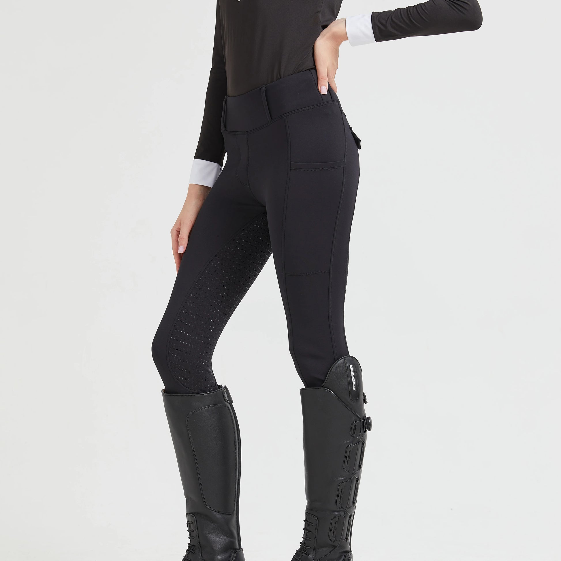 Spring and Autumn Silicone , Horse Riding Pants with Thin Fleece Lining - Ghoddosh