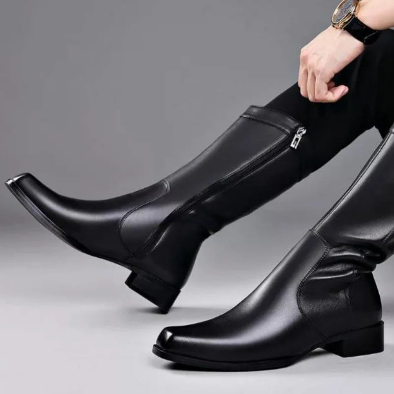 Men's Genuine Leather High Boots – Winter Plush Lining Riding Boots @ ghoddosh.com