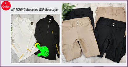 Full Seat Grip Equestrian Breeches with Rider Pocket  /  Women Horse Riding Tights