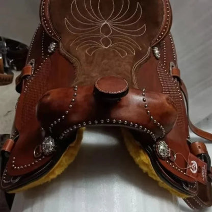 Genuine leather  saddle - Brown Color (with Matching Accessories)