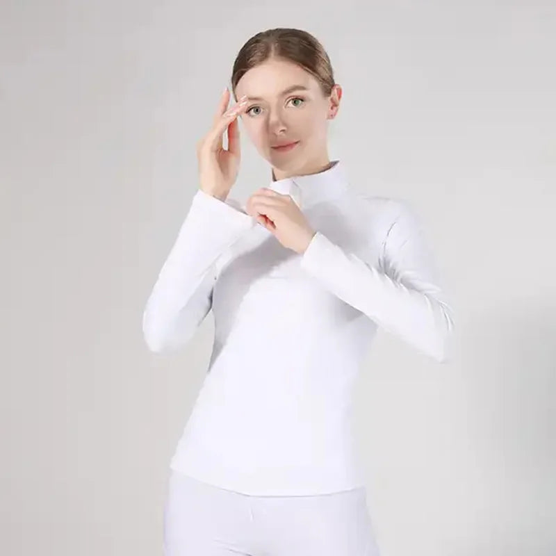 Burgundy Horse Riding T-Shirt / Women Soft Equestrian Long Sleeve Tops / Available in colors - Ghoddosh.com