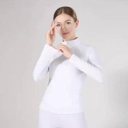 Burgundy Horse Riding T-Shirt / Women Soft Equestrian Long Sleeve Tops / Available in colors - Ghoddosh.com