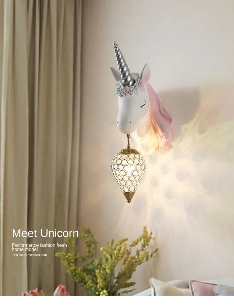 Modern Unicorn Wall Mounted Light – Creative Children's Bedroom Décor & Bedside Reading Sconce @ ghoddosh.com