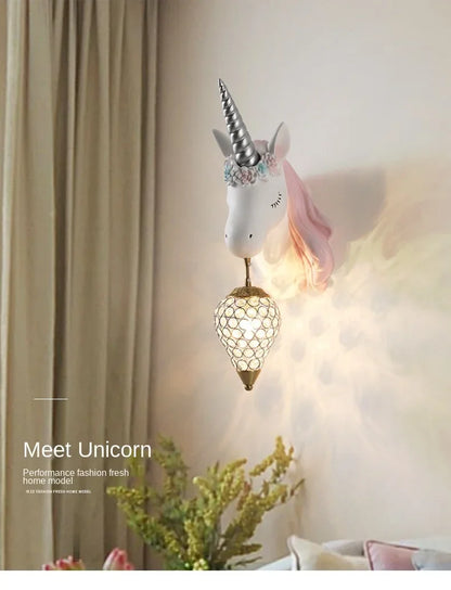 Modern Unicorn Wall Mounted Light – Creative Children's Bedroom Décor & Bedside Reading Sconce @ ghoddosh.com