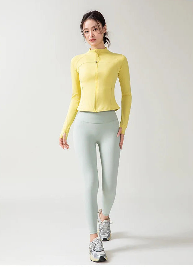 Full Zipper Sports  Women's Shirt -  Slim Long Sleeve  Exercise Sweatshirt @ ghoddosh.com