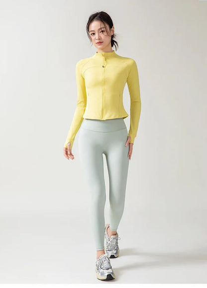 Full Zipper Sports  Women's Shirt -  Slim Long Sleeve  Exercise Sweatshirt @ ghoddosh.com