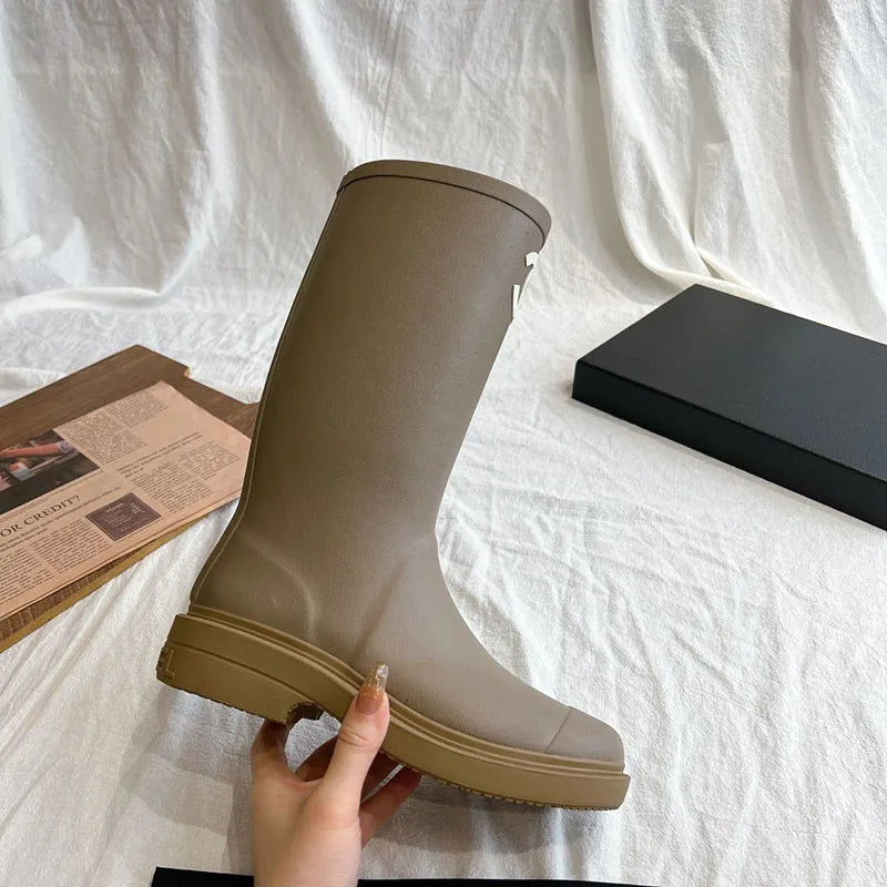 Waterproof, Non Slip, Below The Knee, Fashionable and Versatile High Top Knight Boots for Women @ghoddosh.com