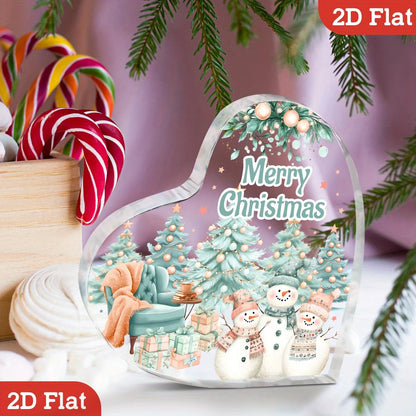 2D  Snowman pine acrylic Christmas decoration plaque, home party decoration ornament @ ghoddosh.com