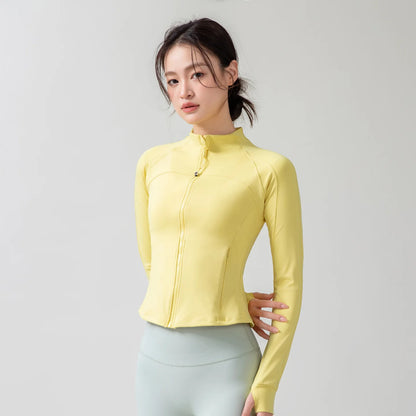 Full Zipper Sports  Women's Shirt -  Slim Long Sleeve  Exercise Sweatshirt @ ghoddosh.com