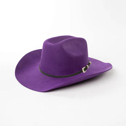 Unisex 100% Wool Cowboy Fedora Hat – Wide Brim Rolled Edge with Belt Buckle @ ghoddosh.com