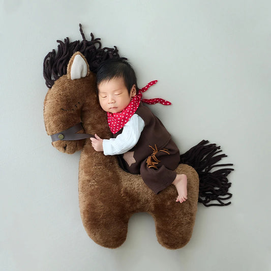 Child sleeping on a plush horse toy  @ ghoddosh.com