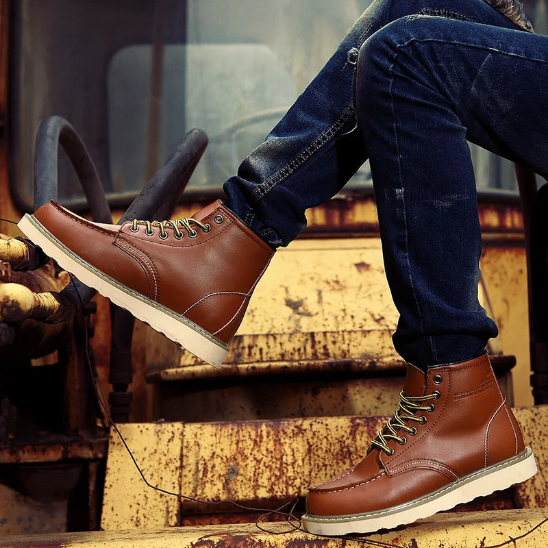 Genuine Leather Men Desert Boots , Men  High Quality Soft Sole  Lace Up Boots - ghoddosh.com