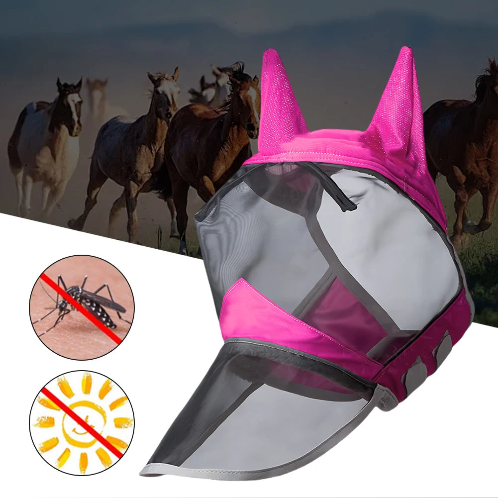 Anti-Mosquito Horse Full Face Protection /  Anti-Worms Mesh Mask with Nasal Cover @ ghoddosh.com