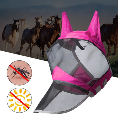 Anti-Mosquito Horse Full Face Protection /  Anti-Worms Mesh Mask with Nasal Cover @ ghoddosh.com