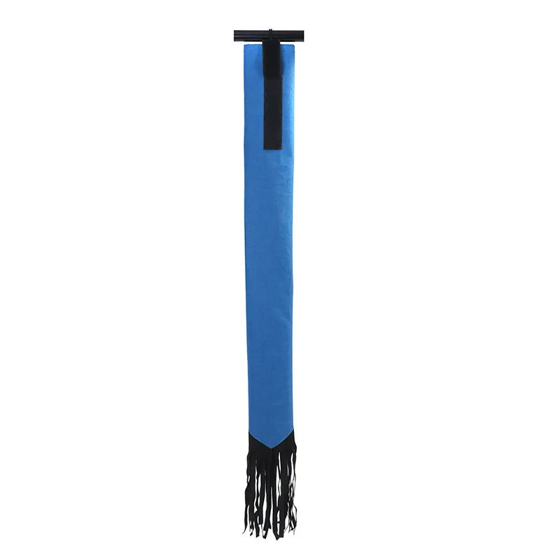 A Colored horse tail bag attached to a horse's tail, with  fringes. Ghoddosh