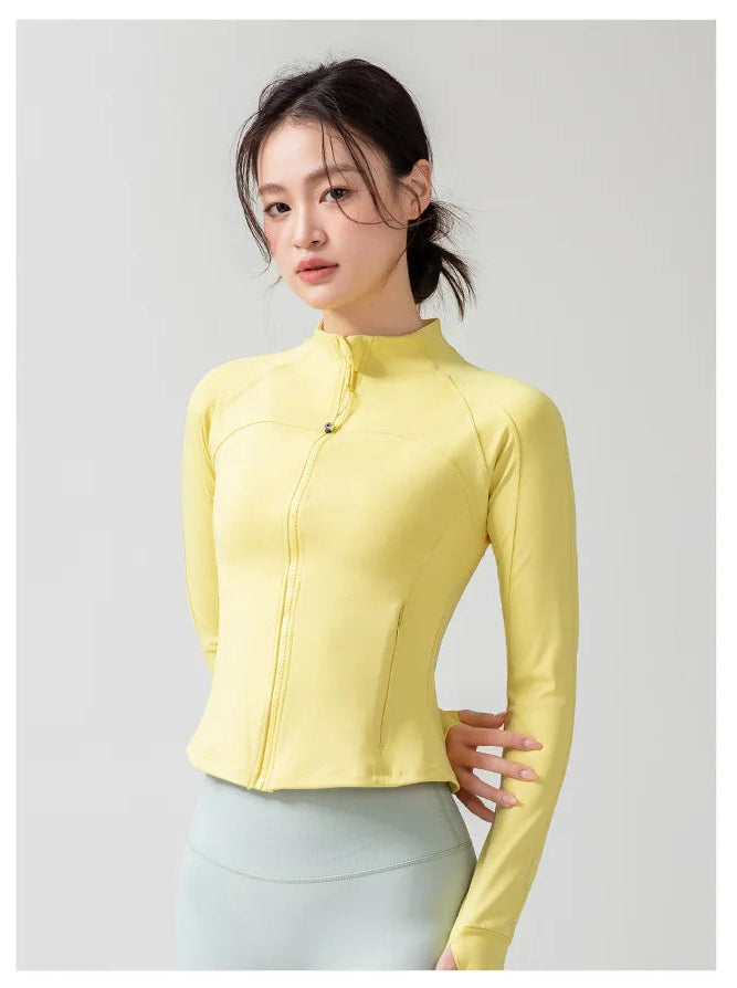 Full Zipper Sports  Women's Shirt -  Slim Long Sleeve  Exercise Sweatshirt @ ghoddosh.com