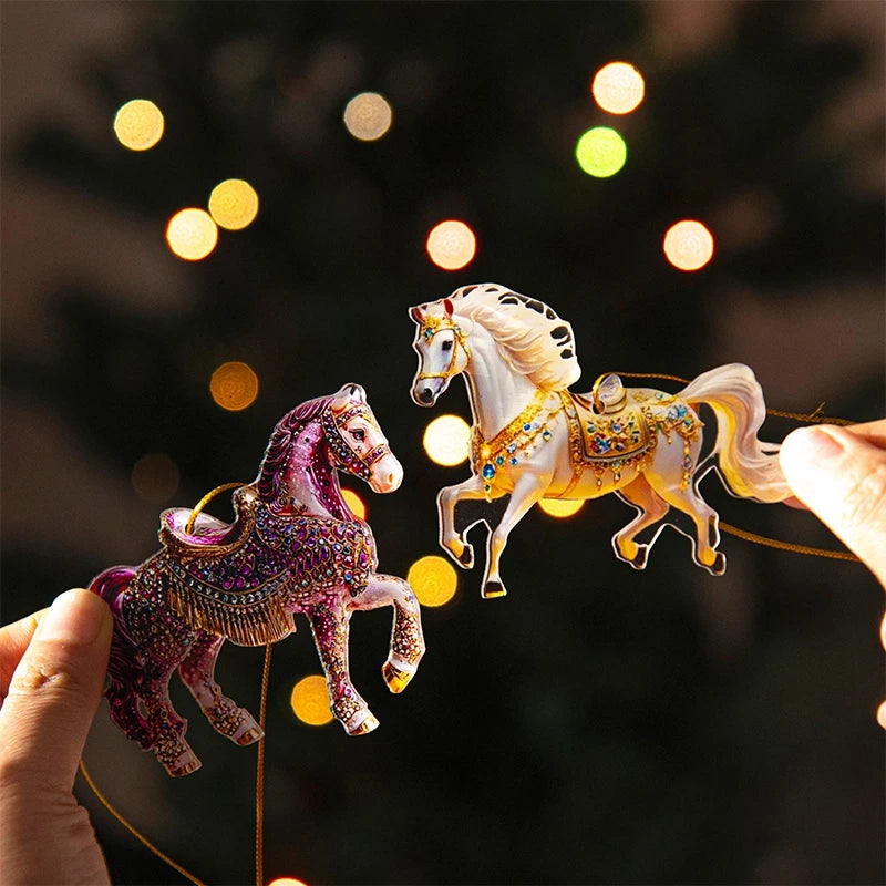2D Acrylic Horse  Hanging Christmas Tree Ornaments - Ghoddosh.com