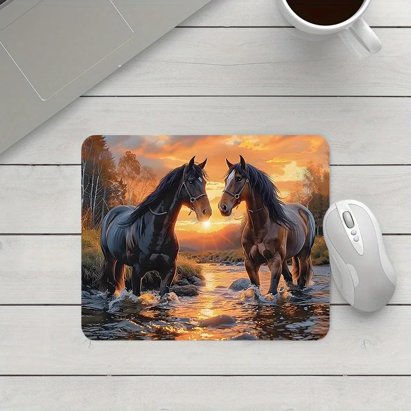 Printed horse pattern  anti-slip rubber computer mousepad @ghoddosh.com