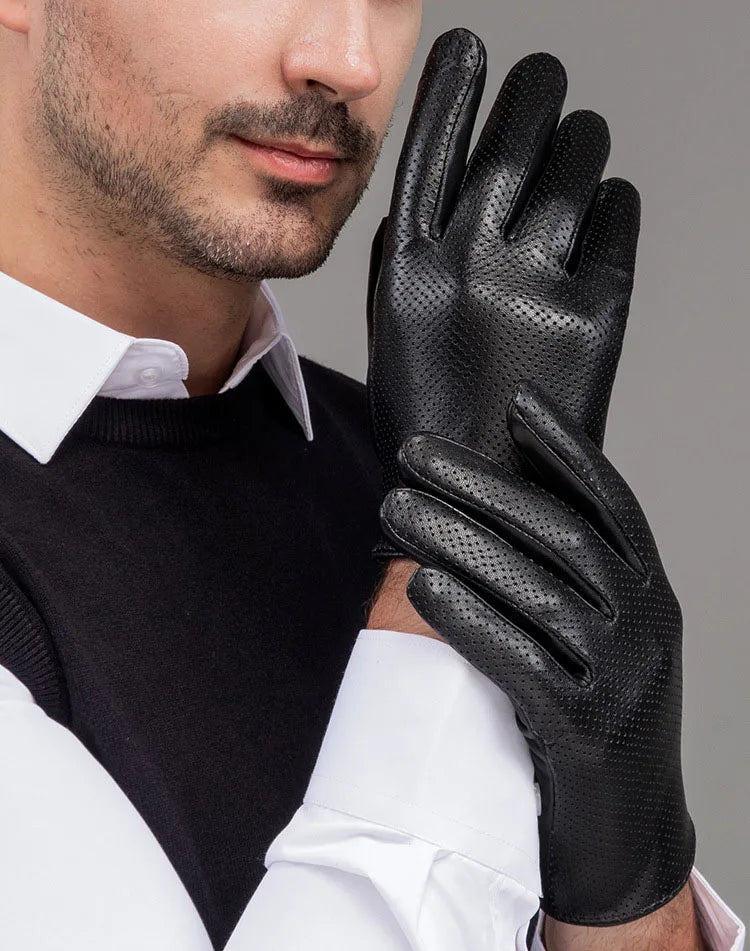 Genuine Leather Men Gloves / Breathable ,thin ,silk lining and Touchscreen Friendly @ghoddos.com