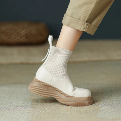 Casual Round-Toe Slip-On Ankle Boots - Ghoddosh