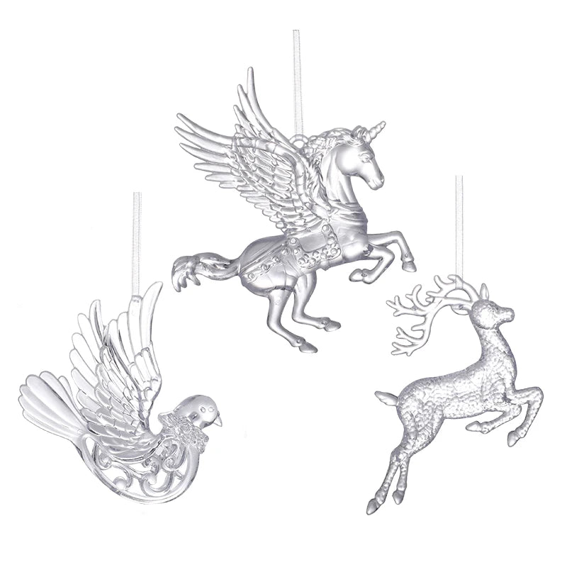 Acrylic Christmas Ornaments Clear Flying Unicorn - Xmas Tree Hanging Pendants  Decorations @ghoddosh.com
