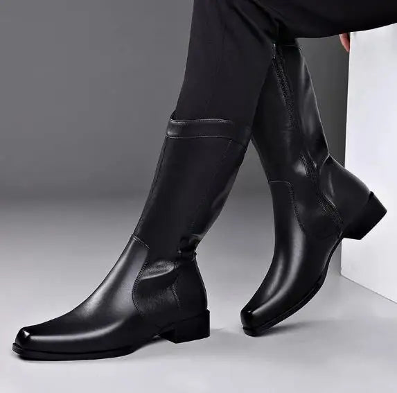 Men's Genuine Leather High Boots – Winter Plush Lining Riding Boots @ ghoddosh.com