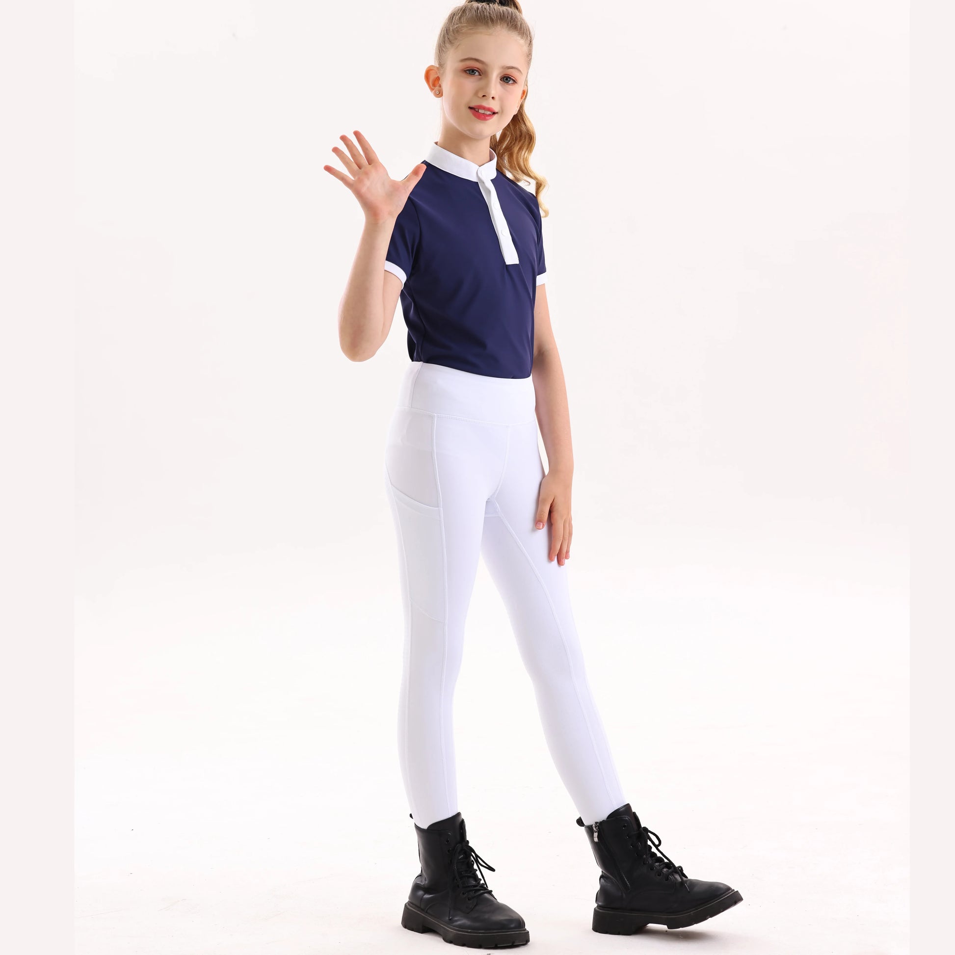 White Girls  Equestrian Summer pants - full silicone ,high elasticity knitted children's horse riding pants @ ghoddosh.com