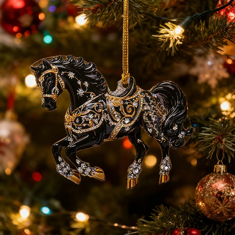 2D Acrylic Horse  Hanging Christmas Tree Ornaments - Ghoddosh.com