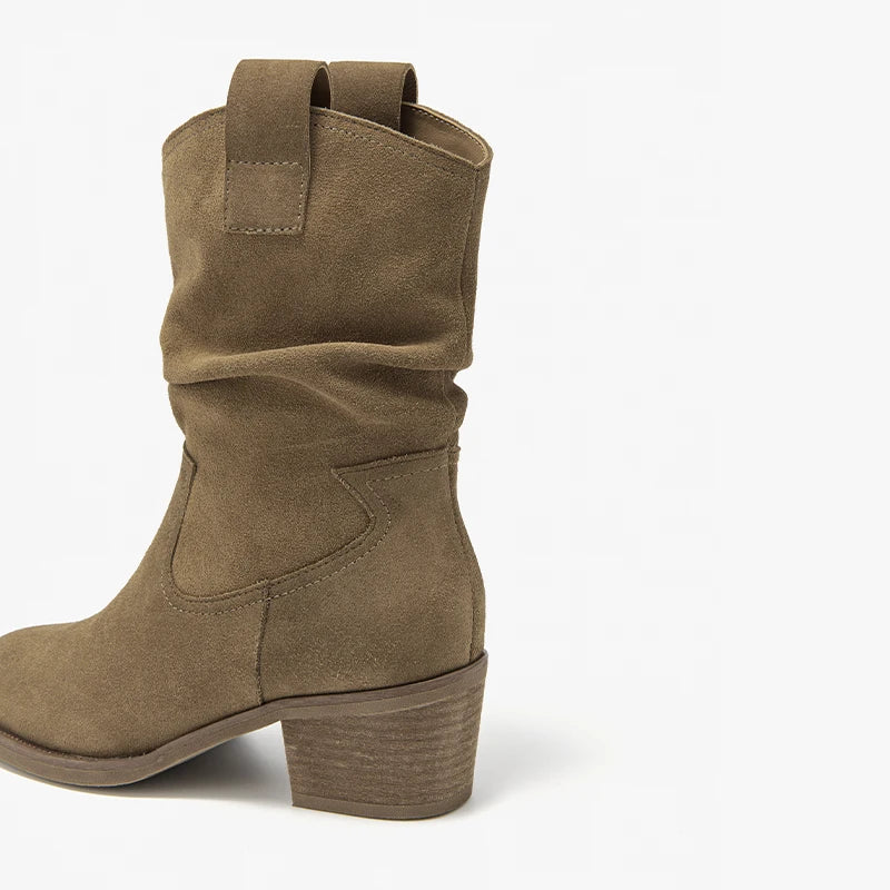 Classy Elegant  Women Suede Ankle Boots - Pointed Toe  Ladies  Handmade Half Boots - ghoddosh.com