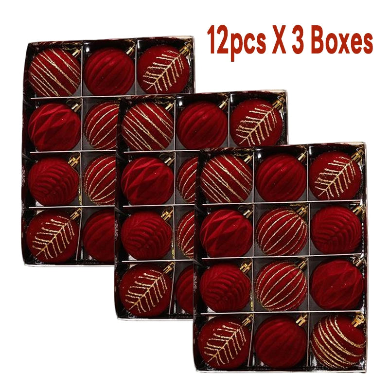 6/12pcs 6cm Wine Red Christmas Ball Ornaments / Available in Dark Green / White Christmas Tree Party Decoration @ghoddosh.com
