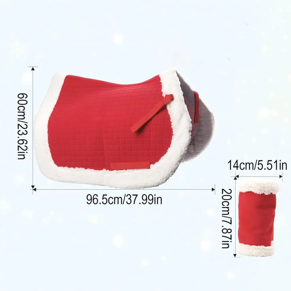1/4/7 Pcs Horse Christmas Red Costumes  - Santa Hat , Horse Saddle , Pad Leg Wraps Decoration Accessories Xmas Winter Holiday Supplies - ghoddosh.com