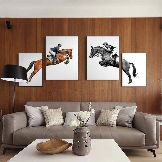 Horse Racing Equestrian Horse  Double Decorative Paintings @ ghoddosh.com
