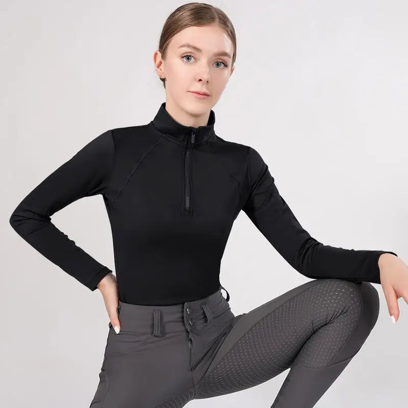 Western Zipper Horseback , Long Sleeve  Equestrian Tops