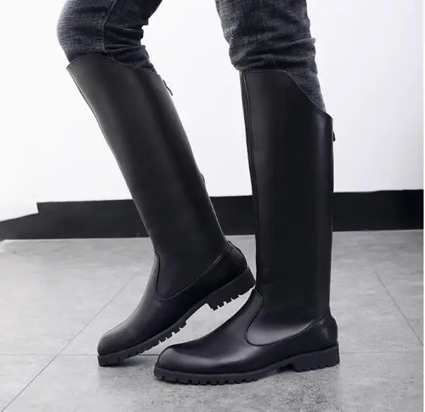 Men's Tall Leather Equestrian Boots – Knee-High Military Parade Riding Footwear @ ghoddosh.com