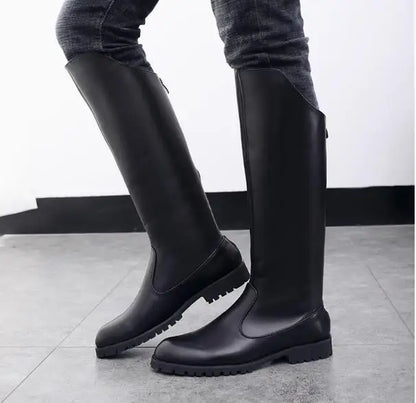 Men's Tall Leather Equestrian Boots – Knee-High Military Parade Riding Footwear @ ghoddosh.com