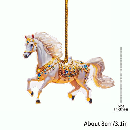 2D Acrylic Horse  Hanging Christmas Tree Ornaments - Ghoddosh.com